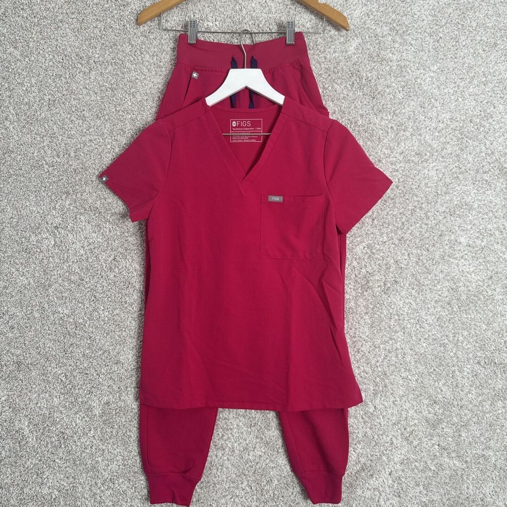 Figs Women's Technical Collection Hot Pink Scrub Top Size XXS & bottom Size XXS
